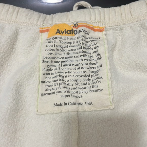 Aviator Nation Cream Sweatpants Elastic Waistband Drawstring Womens XS EUC - Picture 11 of 12